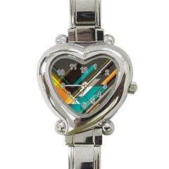 Material Design, Lines, Retro Abstract Art, Geometry Heart Italian Charm Watch by nateshop