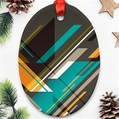 Material Design, Lines, Retro Abstract Art, Geometry Oval Ornament (two Sides) by nateshop