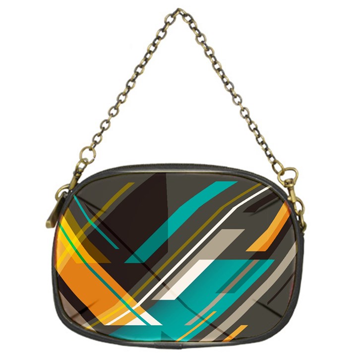 Material Design, Lines, Retro Abstract Art, Geometry Chain Purse (One Side)