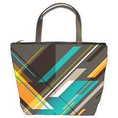 Material Design, Lines, Retro Abstract Art, Geometry Bucket Bag by nateshop