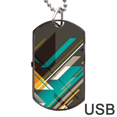 Material Design, Lines, Retro Abstract Art, Geometry Dog Tag Usb Flash (one Side) by nateshop