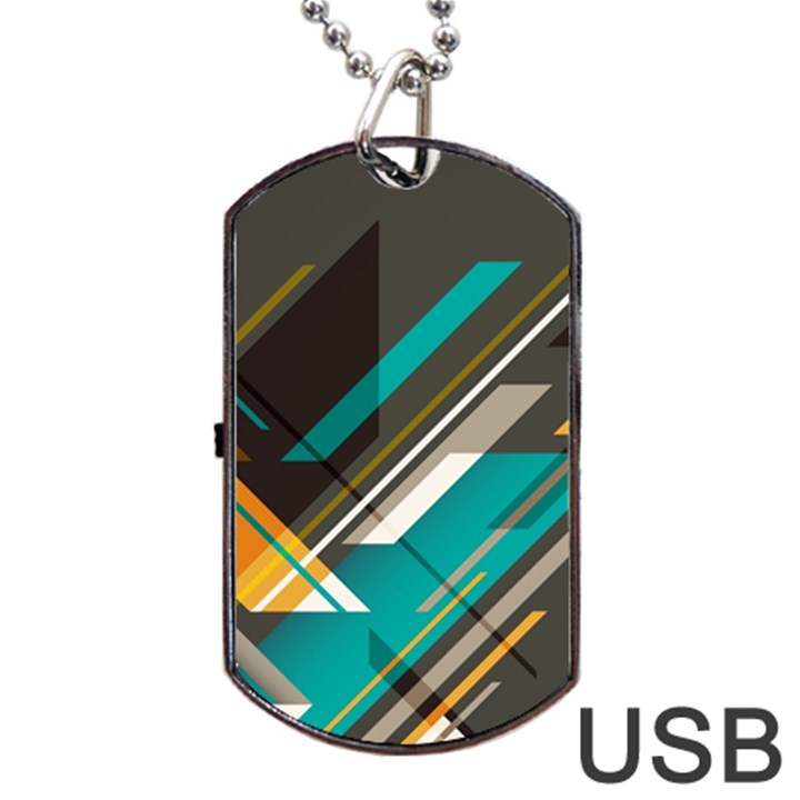 Material Design, Lines, Retro Abstract Art, Geometry Dog Tag USB Flash (One Side)