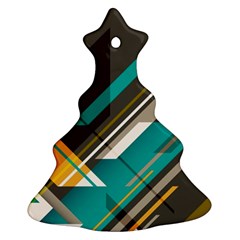 Material Design, Lines, Retro Abstract Art, Geometry Christmas Tree Ornament (two Sides) by nateshop