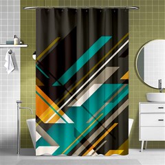 Material Design, Lines, Retro Abstract Art, Geometry Shower Curtain 48  X 72  (small)  by nateshop