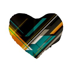 Material Design, Lines, Retro Abstract Art, Geometry Standard 16  Premium Flano Heart Shape Cushions by nateshop