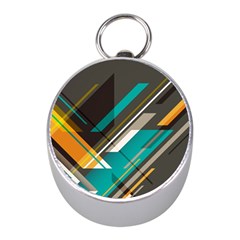 Material Design, Lines, Retro Abstract Art, Geometry Mini Silver Compasses by nateshop