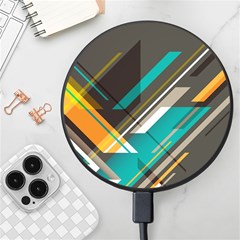 Material Design, Lines, Retro Abstract Art, Geometry Wireless Fast Charger(black) by nateshop