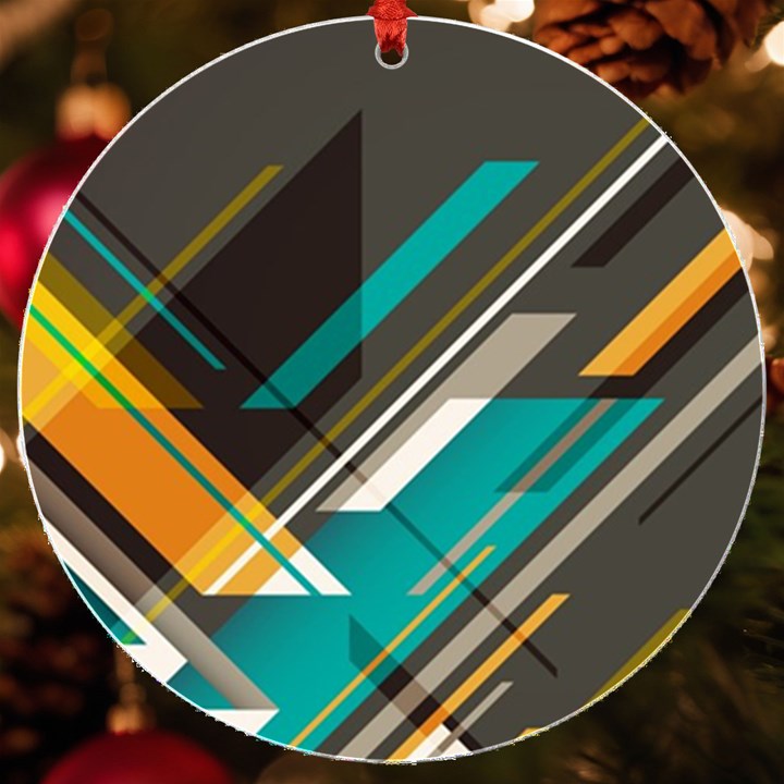 Material Design, Lines, Retro Abstract Art, Geometry UV Print Acrylic Ornament Round