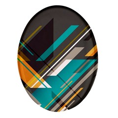 Material Design, Lines, Retro Abstract Art, Geometry Oval Glass Fridge Magnet (4 Pack) by nateshop