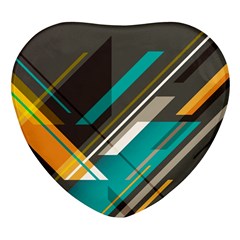 Material Design, Lines, Retro Abstract Art, Geometry Heart Glass Fridge Magnet (4 Pack) by nateshop