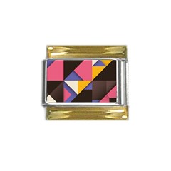 Retro Colorful Background, Geometric Abstraction Gold Trim Italian Charm (9mm) by nateshop