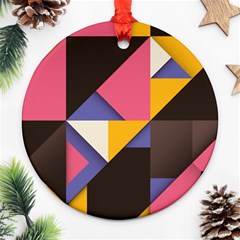 Retro Colorful Background, Geometric Abstraction Ornament (round) by nateshop