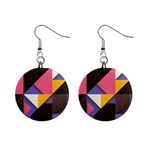 Retro Colorful Background, Geometric Abstraction Mini Button Earrings Front