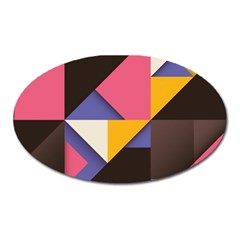 Retro Colorful Background, Geometric Abstraction Oval Magnet by nateshop