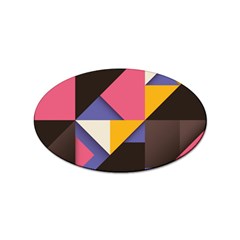 Retro Colorful Background, Geometric Abstraction Sticker Oval (10 Pack) by nateshop