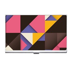 Retro Colorful Background, Geometric Abstraction Business Card Holder by nateshop