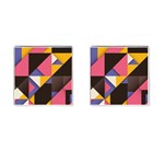 Retro Colorful Background, Geometric Abstraction Cufflinks (Square) Front(Pair)