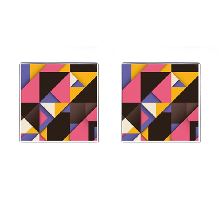 Retro Colorful Background, Geometric Abstraction Cufflinks (Square)