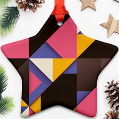 Retro Colorful Background, Geometric Abstraction Star Ornament (two Sides) by nateshop