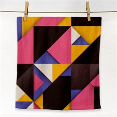 Retro Colorful Background, Geometric Abstraction Face Towel by nateshop