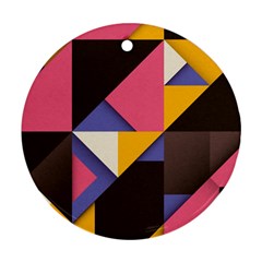 Retro Colorful Background, Geometric Abstraction Round Ornament (two Sides) by nateshop