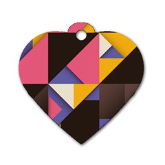 Retro Colorful Background, Geometric Abstraction Dog Tag Heart (one Side) by nateshop