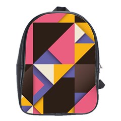 Retro Colorful Background, Geometric Abstraction School Bag (large) by nateshop