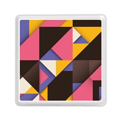 Retro Colorful Background, Geometric Abstraction Memory Card Reader (square)