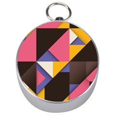 Retro Colorful Background, Geometric Abstraction Silver Compasses by nateshop