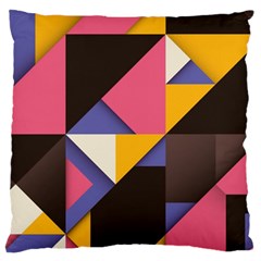 Retro Colorful Background, Geometric Abstraction Standard Premium Plush Fleece Cushion Case (two Sides) by nateshop