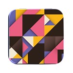 Retro Colorful Background, Geometric Abstraction Square Metal Box (Black) Front