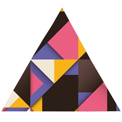 Retro Colorful Background, Geometric Abstraction Wooden Puzzle Triangle by nateshop