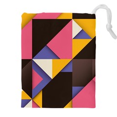 Retro Colorful Background, Geometric Abstraction Drawstring Pouch (5xl) by nateshop