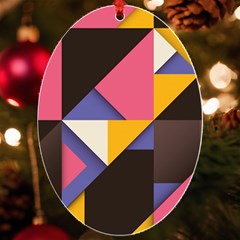 Retro Colorful Background, Geometric Abstraction Uv Print Acrylic Ornament Oval by nateshop