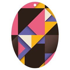 Retro Colorful Background, Geometric Abstraction Uv Print Acrylic Ornament Oval by nateshop