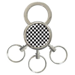 Black White Checker Pattern Checkerboard 3-ring Key Chain by Grandong