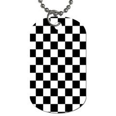 Black White Checker Pattern Checkerboard Dog Tag (two Sides) by Grandong