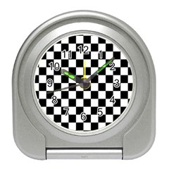 Black White Checker Pattern Checkerboard Travel Alarm Clock by Grandong