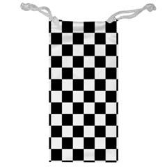 Black White Checker Pattern Checkerboard Jewelry Bag by Grandong