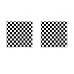 Black White Checker Pattern Checkerboard Cufflinks (square) by Grandong