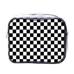 Black White Checker Pattern Checkerboard Mini Toiletries Bag (one Side) by Grandong