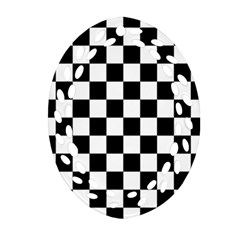 Black White Checker Pattern Checkerboard Ornament (oval Filigree) by Grandong