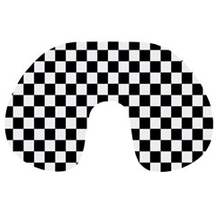 Black White Checker Pattern Checkerboard Travel Neck Pillow by Grandong