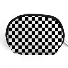 Black White Checker Pattern Checkerboard Accessory Pouch (medium) by Grandong