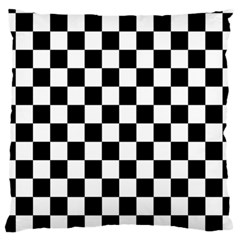 Black White Checker Pattern Checkerboard Large Premium Plush Fleece Cushion Case (two Sides) by Grandong