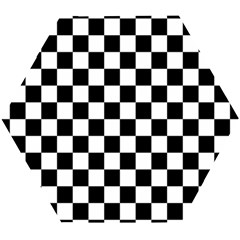 Black White Checker Pattern Checkerboard Wooden Puzzle Hexagon