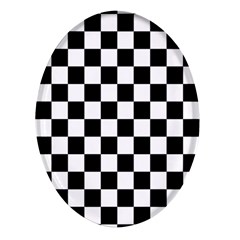 Black White Checker Pattern Checkerboard Oval Glass Fridge Magnet (4 Pack) by Grandong