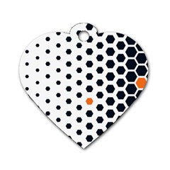 Honeycomb Hexagon Pattern Abstract Dog Tag Heart (two Sides) by Grandong