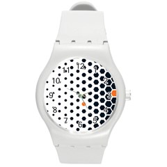 Honeycomb Hexagon Pattern Abstract Round Plastic Sport Watch (m) by Grandong