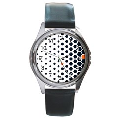 Honeycomb Hexagon Pattern Abstract Round Metal Watch by Grandong